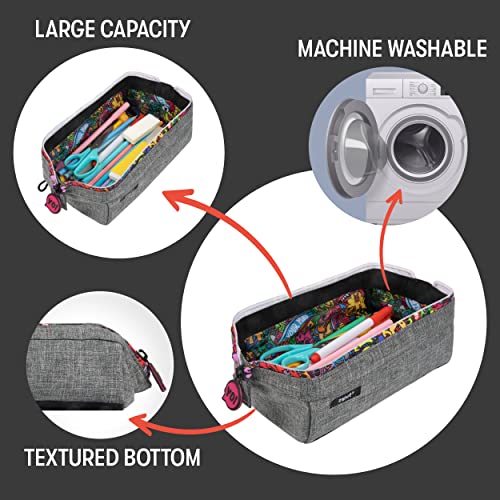 ZIPIT Lenny Pencil Case, Large Capacity Zipper Pouch for School, Stationery Bag for Teen Girls Boys and Adults, Grey - Image 3