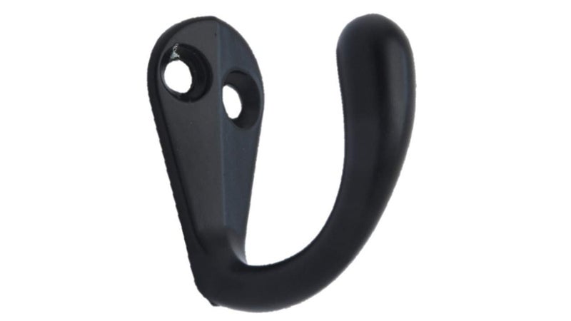 QCAA Premium Quality Single Prong Robe Hook Hanger Zinc Die Cast Matte Black Made in Taiwan 50 Pack - Image 2