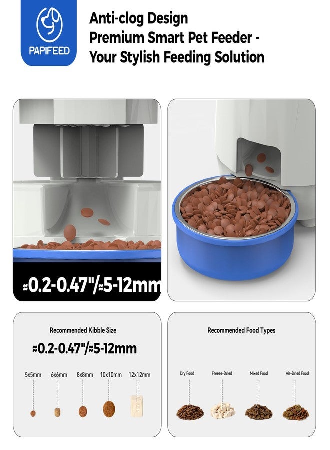 PAPIFEED Automatic Cat Feeder with App, 2.4G WiFi Cat Food Dispenser, 3L Timed Cat Feeders for Dry Food, 10 Meals/Day, 6 Portions/Meal, Dual Power Supply Smart Pet Feeder for Cat, Blue - Image 5