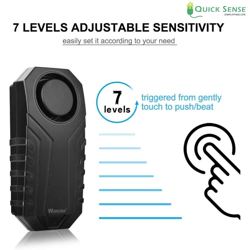 Quick Sense Wireless Bike Alarm 113dB | Anti-Theft Vibration Sensor with Remote | Adjustable Sensitivity & Volume | IP55 Waterproof Motion Alarm for Bicycle, E-Bike, Scooter, Motorcycle | (Pack of 1) - Image 2