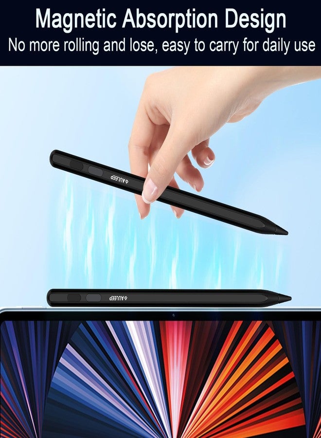 AULEEP قلم أويليب للآيباد 6-10، 11 A16 - حساسية الميل شحن أسرع، قلم ستايلس للآيباد برو 2018-2025 13"/12.9"/11"/M4، آير 11/13 M2/M3، آيباد ميني 7/6/5 (أسود و 3 رؤوس إضافية) - Image 5
