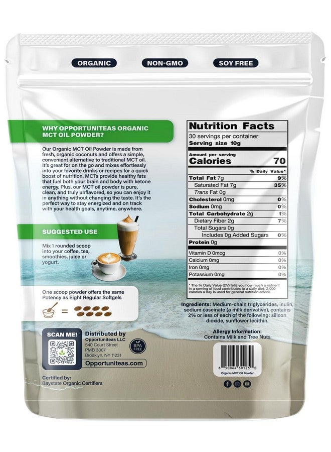 Opportuniteas Organic MCT Oil Powder - Unflavored | Pure MCT Powder from Organic Coconuts | Keto-Friendly, Easy to Mix, No Fillers | Boost Energy, Focus & Metabolism | 1 Month Supply - Image 2