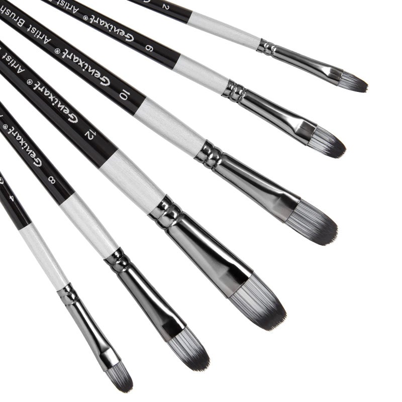Genixart Filbert Paint Brushes Set, 6 Pcs Artist Paintbrushes for Acrylic Oil Watercolor Gouache Painting, Premium Nylon Hair Art Paint Brush for Beginners and Professionals - Image 1