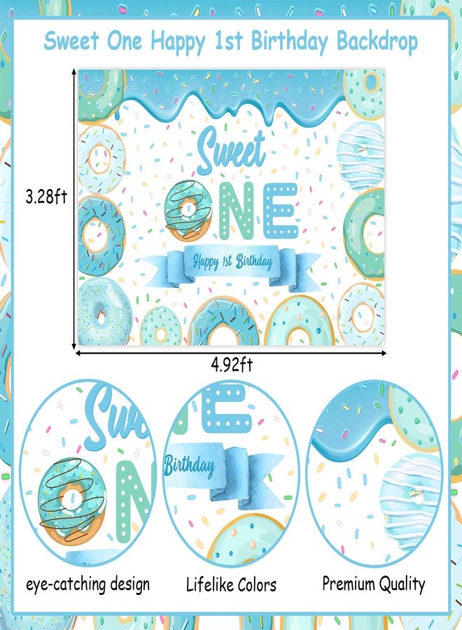 Balterever Sweet One Birthday Party Decorations - Blue Doughnut Backdrop Banner, Cake Topper, Highchair Banner, Donut Balloons for 1st Birthday Party Decorations for Boy - Image 5