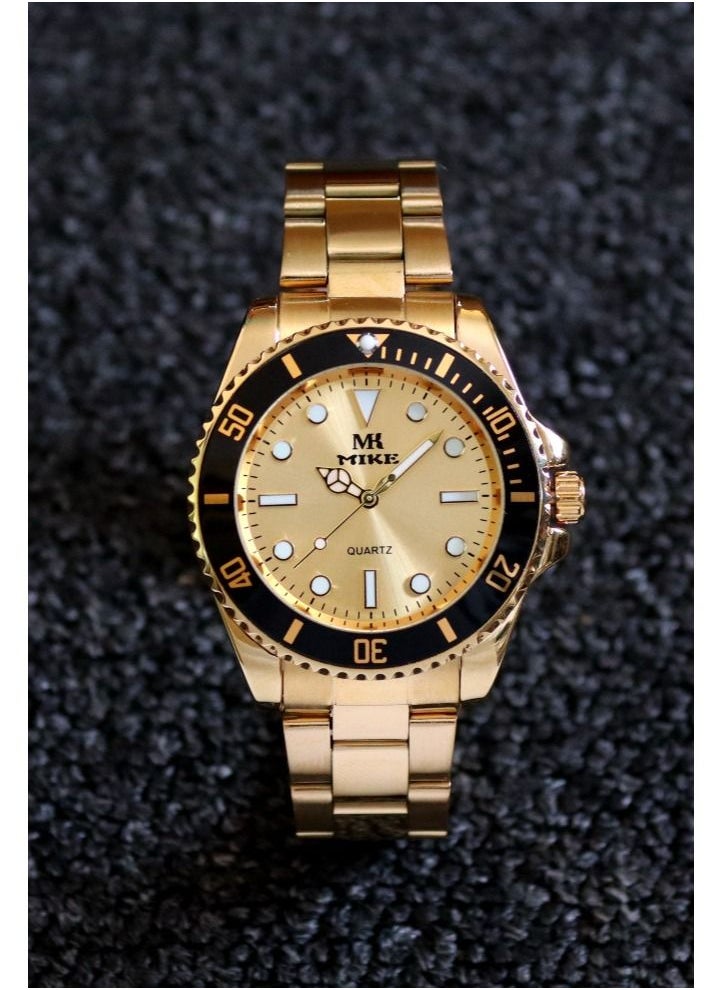 MIKE Men's watch with two colors, silver and gold, black dial  - Image 1