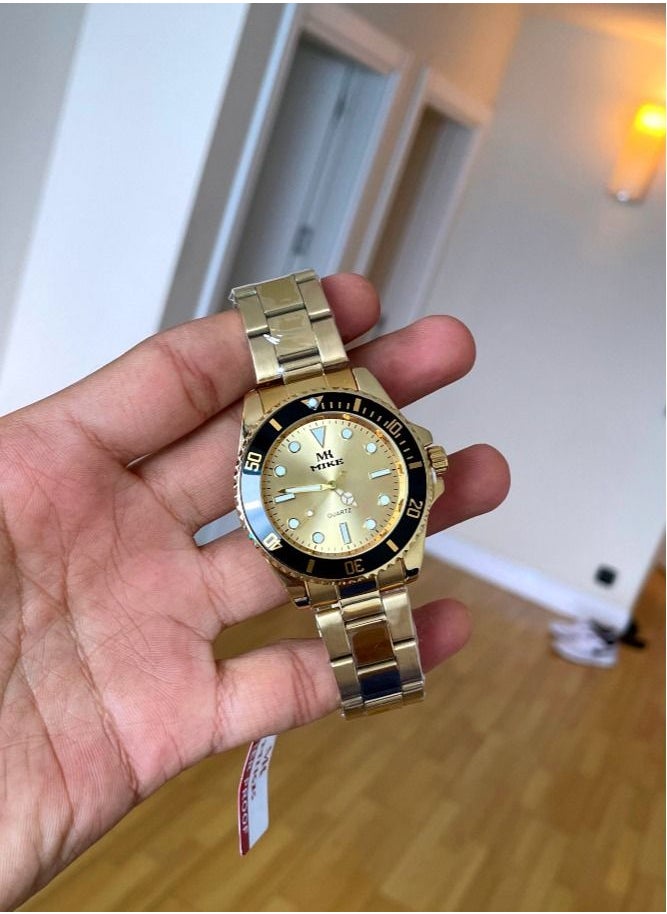 MIKE Men's watch with two colors, silver and gold, black dial  - Image 4