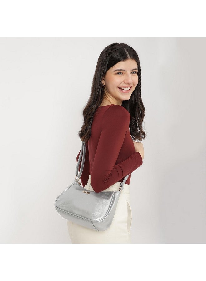 Fastrack Shimary-Toned Textured Sling Bag for Women, Girls and Ladies | Adjustable Sling Straps with Zipper Closure | Ladies Purse Handbag | Slings for Casual Carry - Image 2