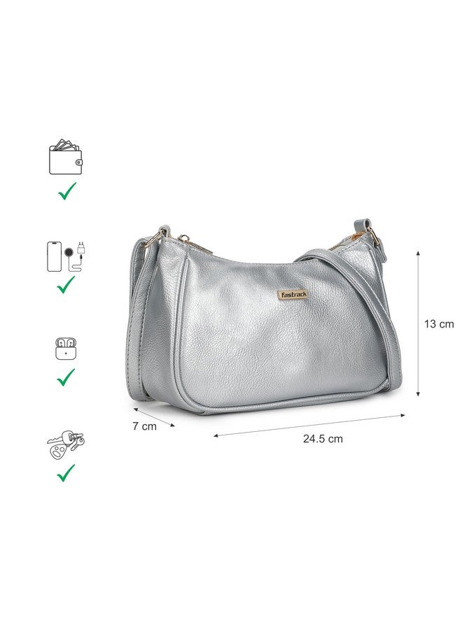 Fastrack Shimary-Toned Textured Sling Bag for Women, Girls and Ladies | Adjustable Sling Straps with Zipper Closure | Ladies Purse Handbag | Slings for Casual Carry - Image 4