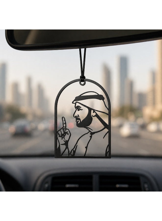 Sheikh Mohammed bin Zayed Al Nahyan Plastic Car Rear View Mirror Hanging Ornament, Black UAE Decoration - Image 2