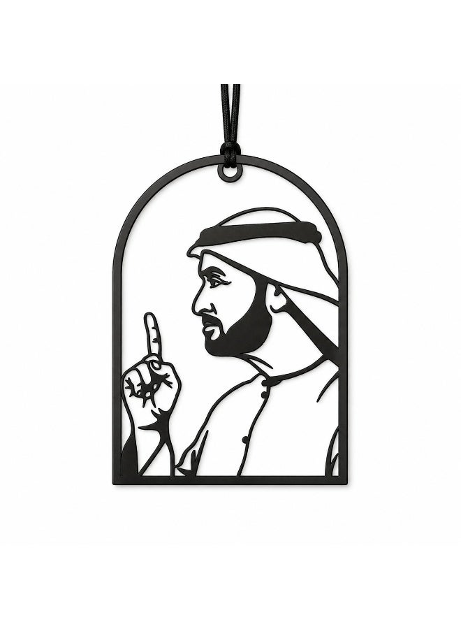 Sheikh Mohammed bin Zayed Al Nahyan Plastic Car Rear View Mirror Hanging Ornament, Black UAE Decoration - Image 1