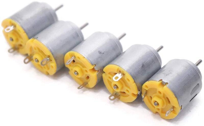 Electronicspices محرك DC صغير كهربائي فرشاة كربون عالية السرعة عزم دوران محرك سيارات كهربائية مجموعة محرك، لنماذج المعجبين DIY - عبوة من 5، حديد - Image 3