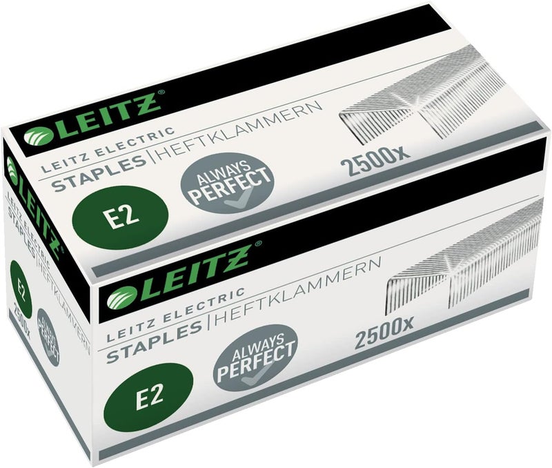 LEITZ 55690000 E2 Staples for Electric Staplers, 2500 Staples, Extra Strong Steel, 6 mm, 20 Sheet Capacity - Image 1