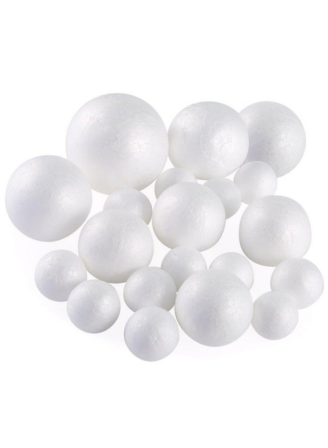 بليلي 20 قطعة من كرات الرغوة البيضاء المصنوعة من البوليسترين بخمسة أحجام، كرات رغوية للديكور الفني والحرف اليدوية والمشاريع المنزلية والمدرسية وتزيين الحفلات - Image 1