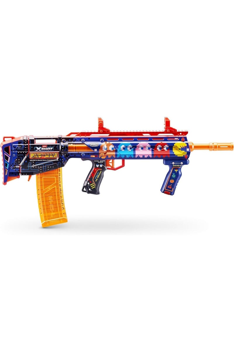 X-Shot XSHOT Skins Pro Pac-Man Long Shot Blaster, 40 Darts, Slam Fire, Retro Skin, 2 Quick Clips - Image 1