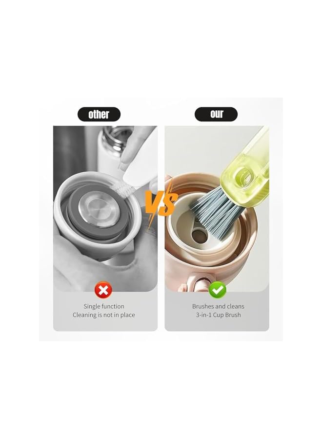 promass 3 in 1 Cup Lid Cleaning Brush, 3 in 1 Multifunctional Cleaning Brush,U-Shaped Cleaning Tool Lid Brush for Tumbler Water Bottle Tea Cups and Straw Cup Lid Slot Cleaner Home Kitchen(3pcs) - Image 3