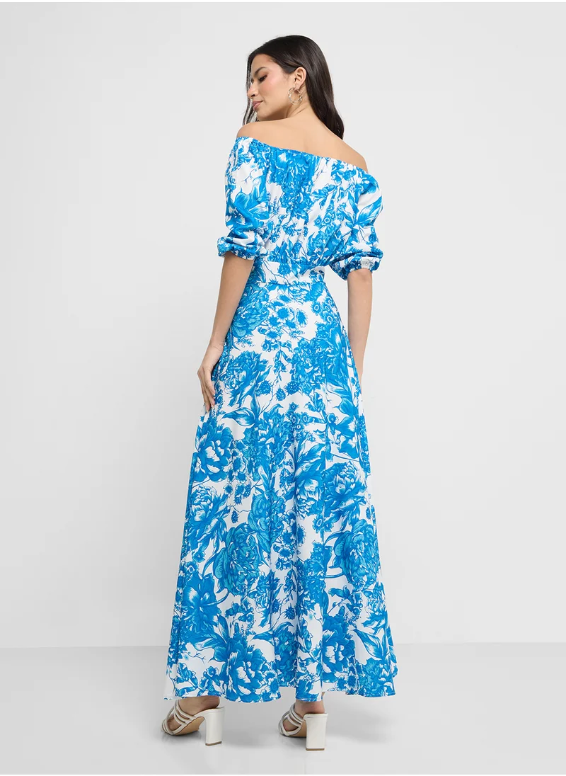 ELLA Off Shoulder Printed Dress