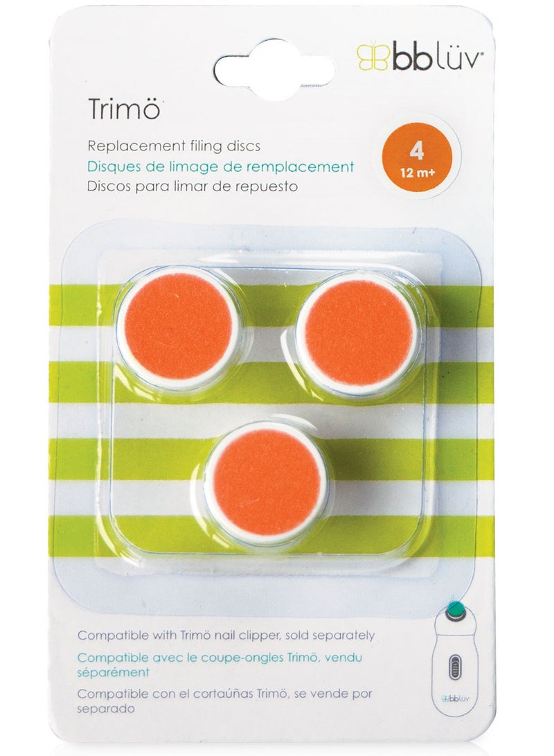 bbluv Trimö Baby Nail Trimmer Replacement Discs – 3-Piece Soft Filing Pads for Safe & Painless Baby Nail Care – Compatible with Trimö Electric Nail Trimmer (6-12 Months)