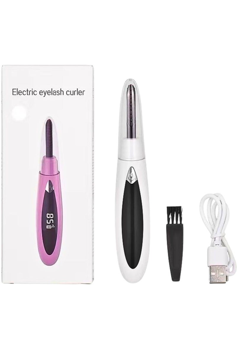 SOLARAE Rechargeable Electric Eyelash Curler with LCD Display – Fast Heating Heated Eyelash Lifter with Adjustable Temperature & Cleaning Brush (White) - Image 1
