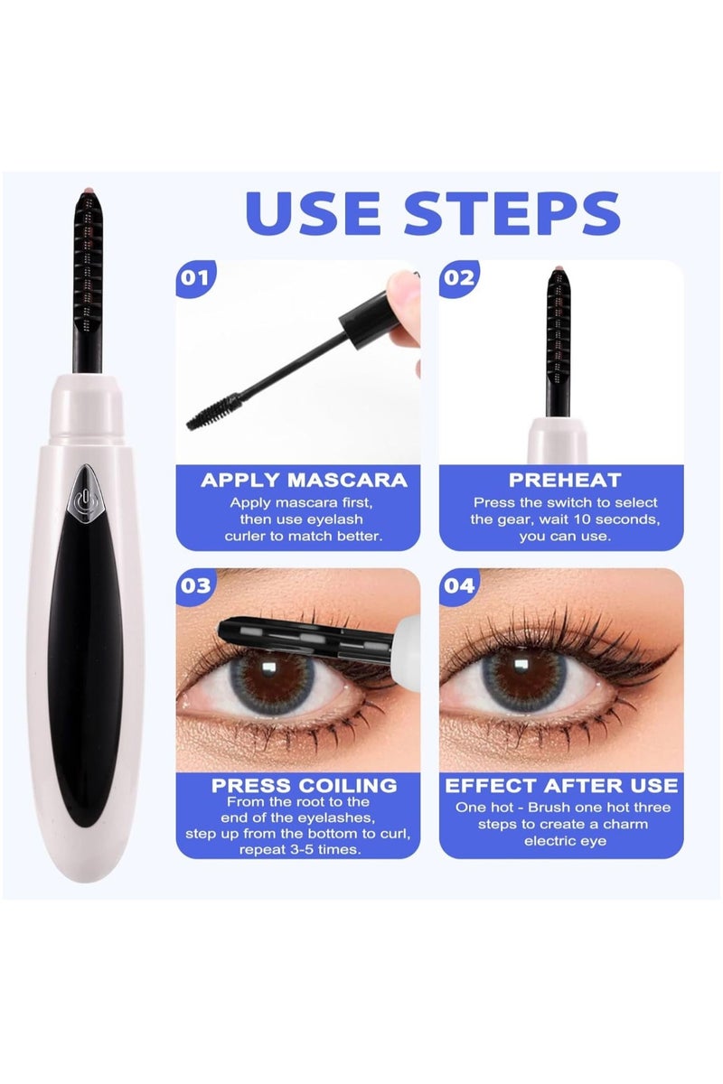 SOLARAE Rechargeable Electric Eyelash Curler with LCD Display – Fast Heating Heated Eyelash Lifter with Adjustable Temperature & Cleaning Brush (White) - Image 3