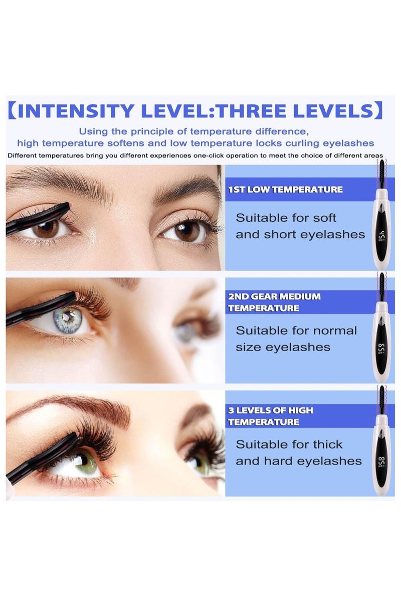 SOLARAE Rechargeable Electric Eyelash Curler with LCD Display – Fast Heating Heated Eyelash Lifter with Adjustable Temperature & Cleaning Brush (White) - Image 4