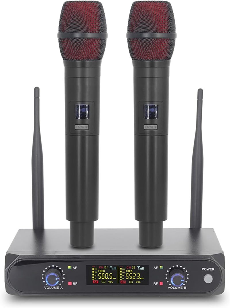 Eacam Wireless Microphone System with 2 Handheld Mic, VHF UHF Dynamic Mic, Handheld Microphone System for Home Karaoke, Meeting, Party - Image 1