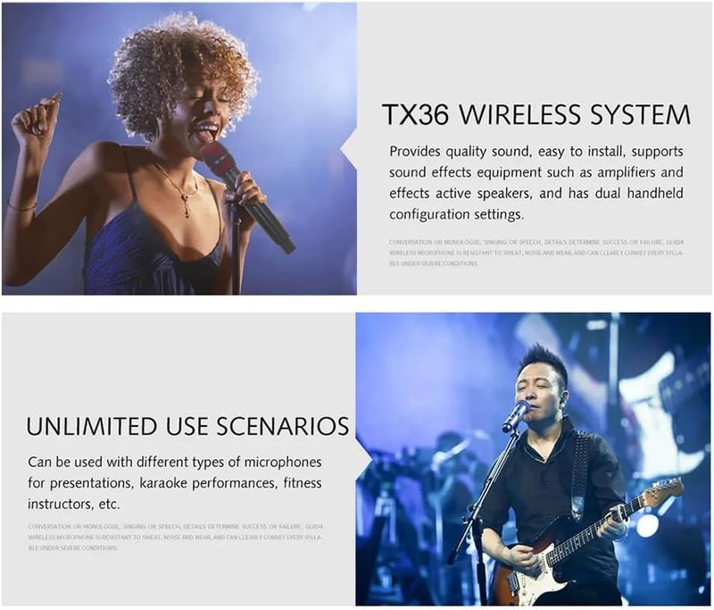 Eacam Wireless Microphone System with 2 Handheld Mic, VHF UHF Dynamic Mic, Handheld Microphone System for Home Karaoke, Meeting, Party - Image 2