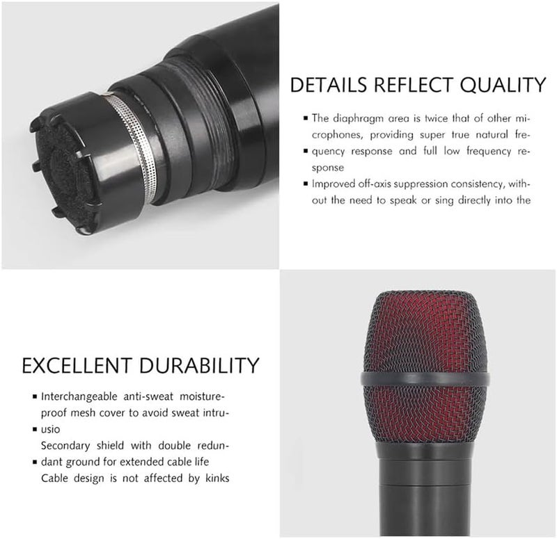 Eacam Wireless Microphone System with 2 Handheld Mic, VHF UHF Dynamic Mic, Handheld Microphone System for Home Karaoke, Meeting, Party - Image 5