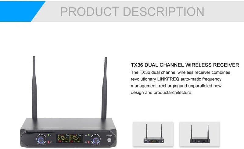 Eacam Wireless Microphone System with 2 Handheld Mic, VHF UHF Dynamic Mic, Handheld Microphone System for Home Karaoke, Meeting, Party - Image 4