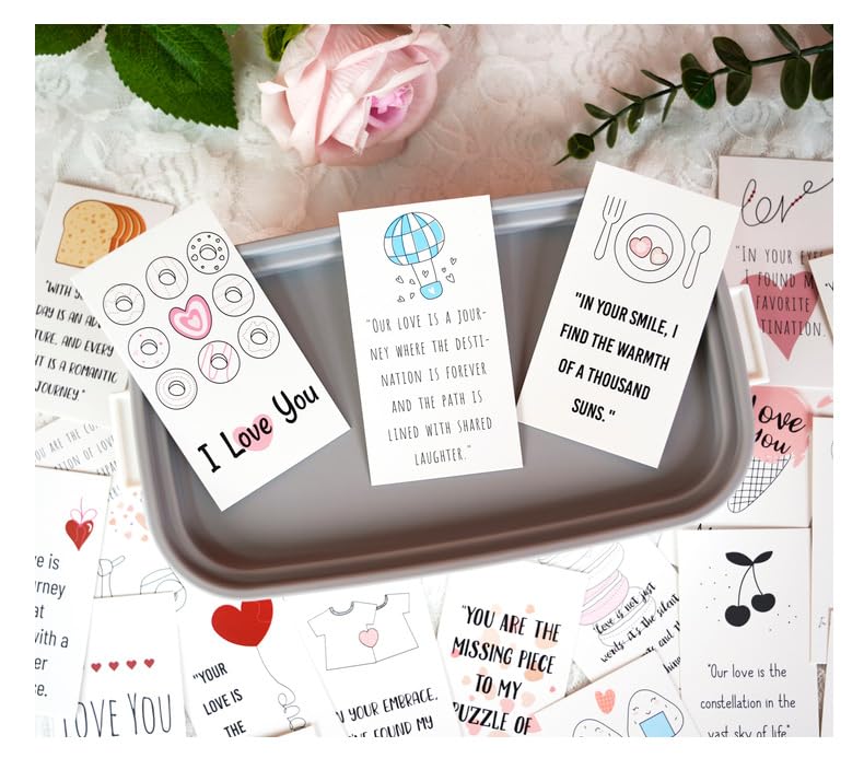 CCUUHJ 126 Pieces Romantic Lunch Box Notes Love Notes for Him Her Mini Cards for Husband Wife 2 x 3.5 Inch Inspirational Design Lunchbox Notes for Adults Beloved Ones - Image 4