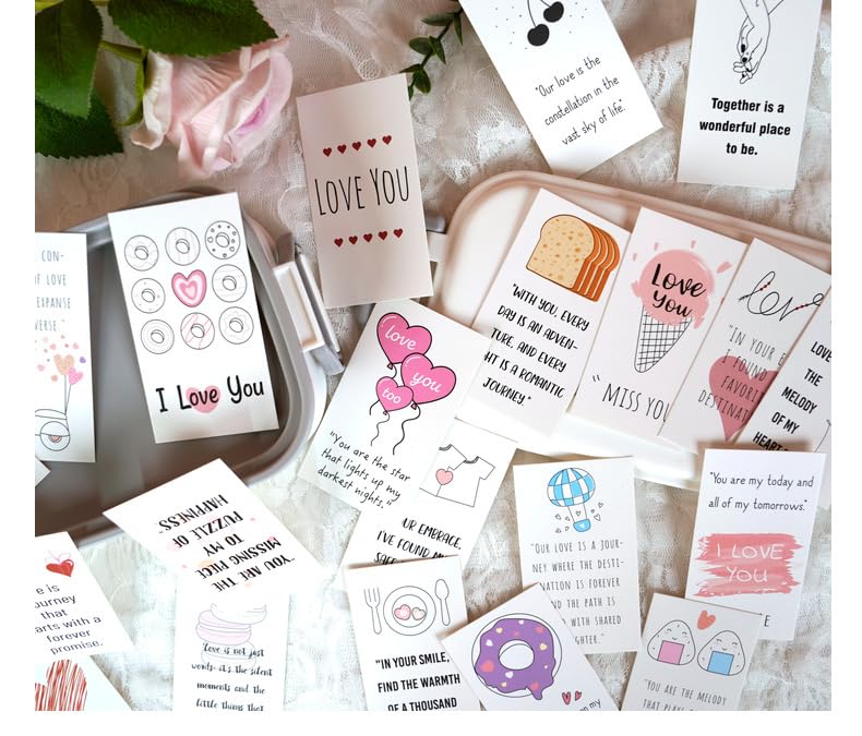CCUUHJ 126 Pieces Romantic Lunch Box Notes Love Notes for Him Her Mini Cards for Husband Wife 2 x 3.5 Inch Inspirational Design Lunchbox Notes for Adults Beloved Ones - Image 2