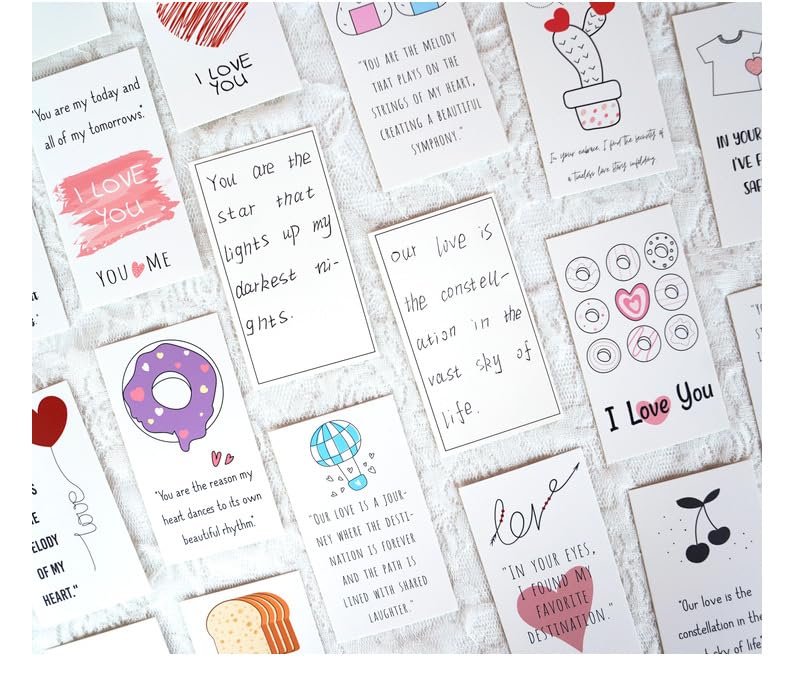CCUUHJ 126 Pieces Romantic Lunch Box Notes Love Notes for Him Her Mini Cards for Husband Wife 2 x 3.5 Inch Inspirational Design Lunchbox Notes for Adults Beloved Ones - Image 3