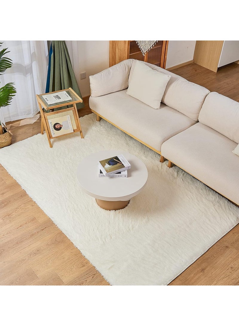 VUCATIN Large Shag Area Rugs Tie-Dyed Plush Fuzzy Rugs for Living Room Anti Slip Fluffy Bedroom Rug Large Area Rug Shag Shaggy Carpet for Bedroom Nursery Kids Room Home Decor(White) - Image 1