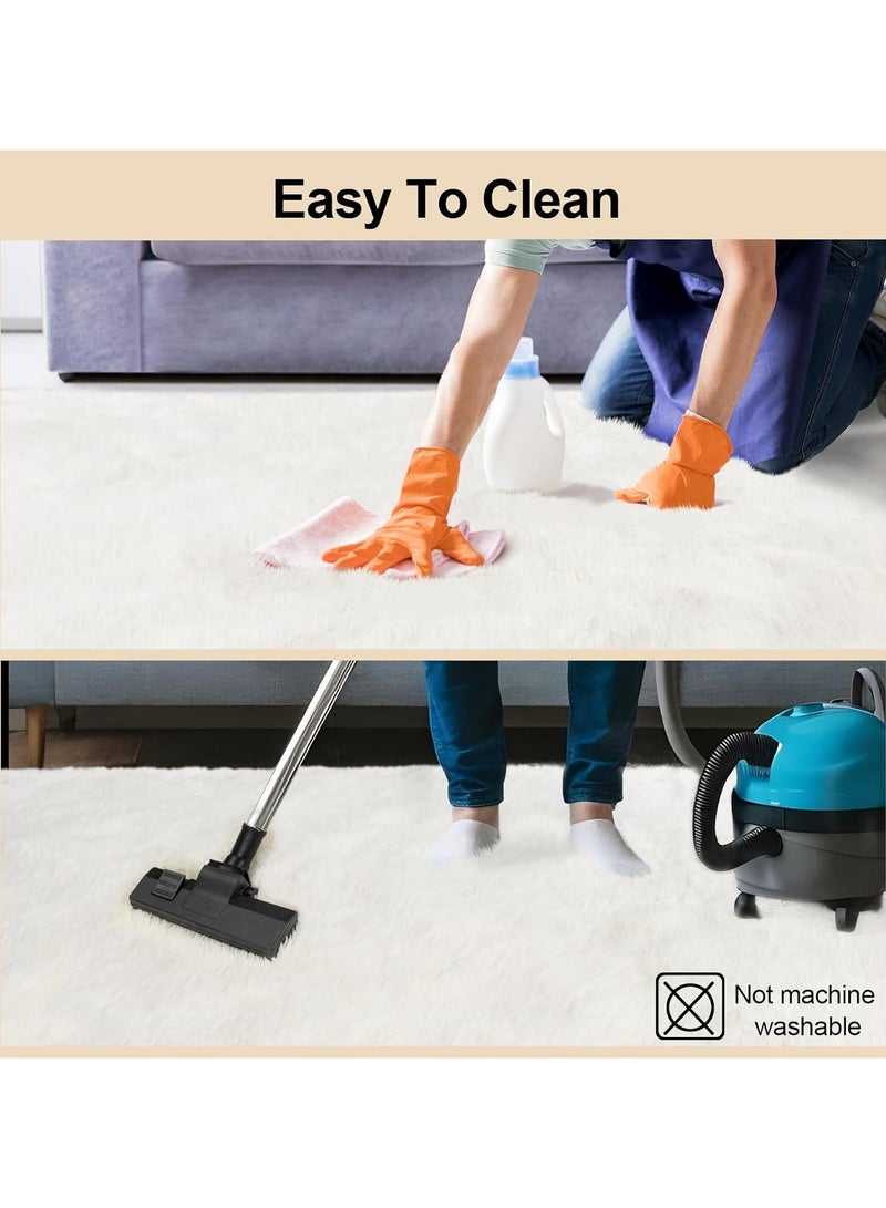 VUCATIN Large Shag Area Rugs Tie-Dyed Plush Fuzzy Rugs for Living Room Anti Slip Fluffy Bedroom Rug Large Area Rug Shag Shaggy Carpet for Bedroom Nursery Kids Room Home Decor(White) - Image 3