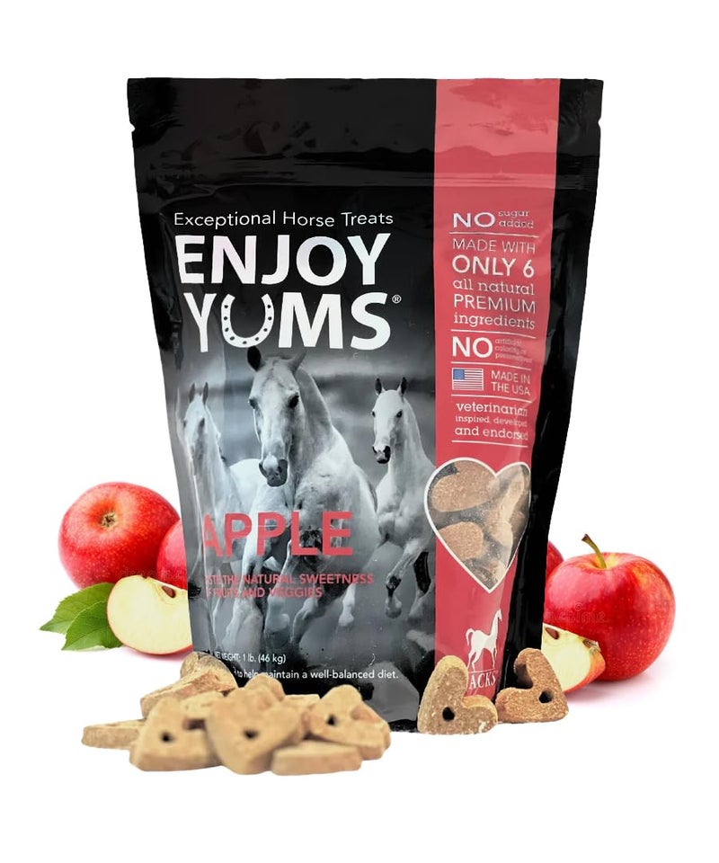 Enjoy Yums Apple Horse Treats - 5 lb Value Bag - All-Natural, Low Sugar, Heart-Shaped Biscuits for Horses - Vet-Recommended - Made in USA - Image 1