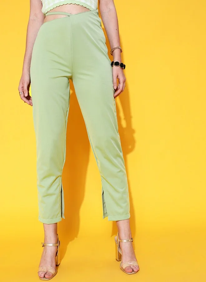 STREET 9 Gorgeous Green Slim Fit Trousers for Women