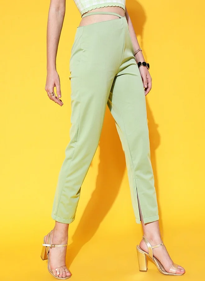 STREET 9 Gorgeous Green Slim Fit Trousers for Women