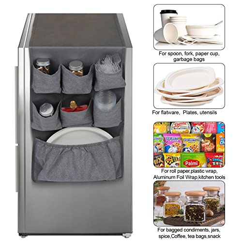 Lafulling Mini Fridge Organizer Storage 65" x 12.6", Mini Fridge Caddy Hanging Organizer with 15 Extra Large Pockets for Dorm, Pantry, Plate, Silverware, Spice, Cutlery, Napkins, Other Daily Stuff - Image 5