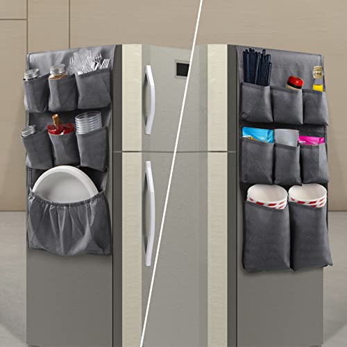 Lafulling Mini Fridge Organizer Storage 65" x 12.6", Mini Fridge Caddy Hanging Organizer with 15 Extra Large Pockets for Dorm, Pantry, Plate, Silverware, Spice, Cutlery, Napkins, Other Daily Stuff - Image 2
