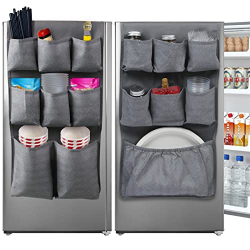 Lafulling Mini Fridge Organizer Storage 65" x 12.6", Mini Fridge Caddy Hanging Organizer with 15 Extra Large Pockets for Dorm, Pantry, Plate, Silverware, Spice, Cutlery, Napkins, Other Daily Stuff - Image 1