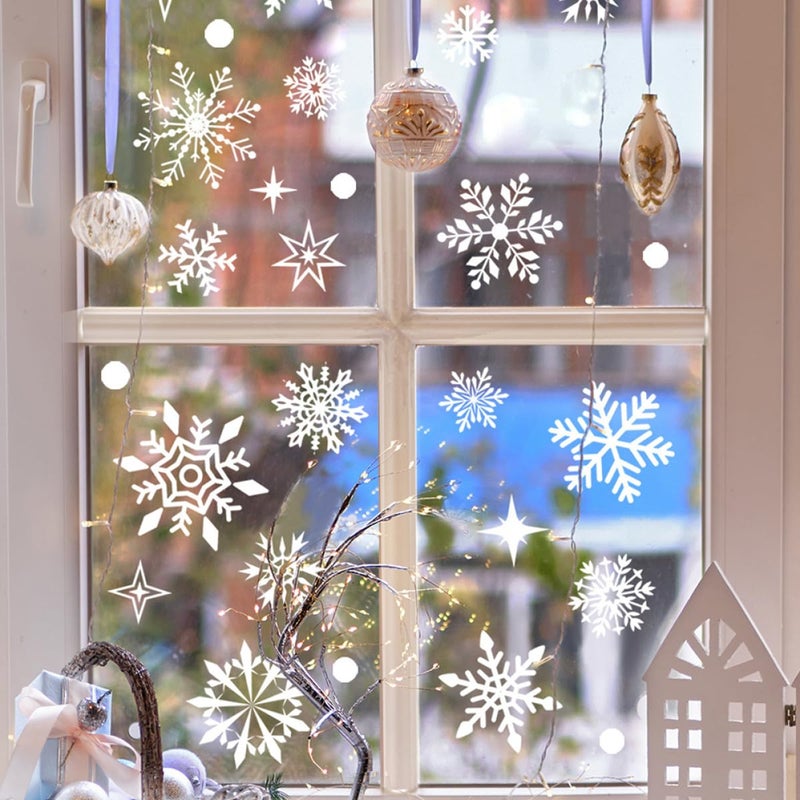 White Static Cling Snowflake Window Stickers 6pcs Non Adhesive PVC Decals for Home - Image 5