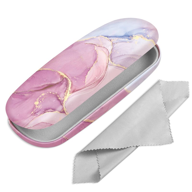 Fintie FINTIE Hard Shell Eyeglasses Case, Portable Protective Glasses Cover Eyeglass Holder Box with Cleaning Cloth for Men Women, Glittering Marble  - Image 1