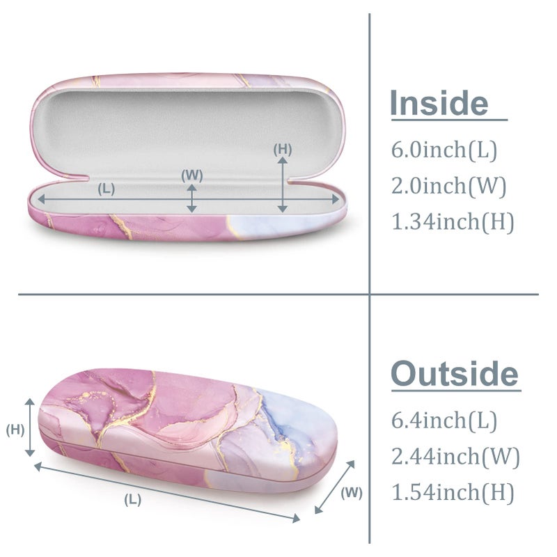 Fintie FINTIE Hard Shell Eyeglasses Case, Portable Protective Glasses Cover Eyeglass Holder Box with Cleaning Cloth for Men Women, Glittering Marble  - Image 2