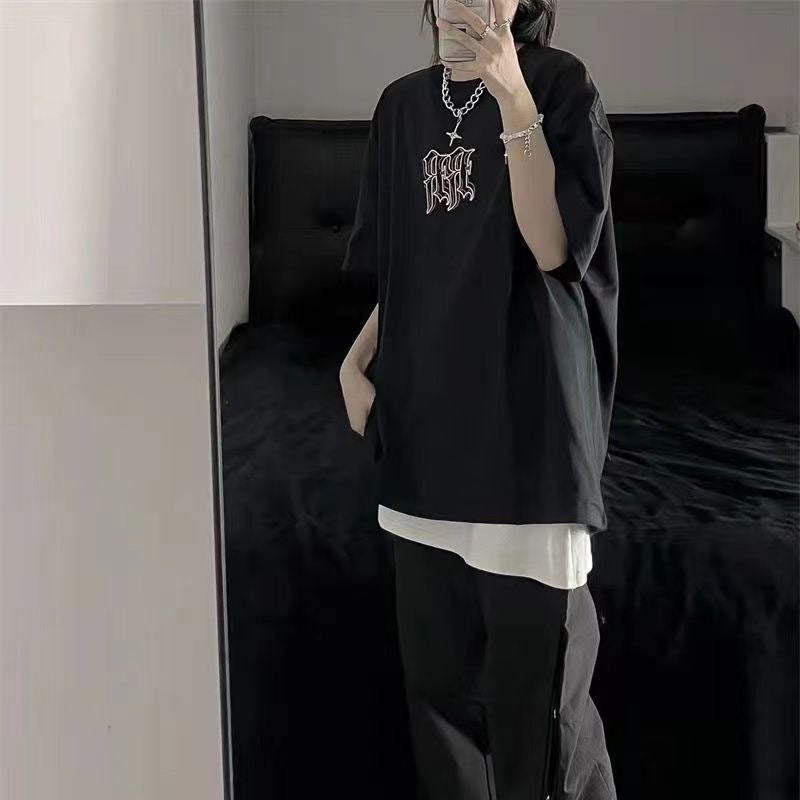 100% Cotton American Retro Oversize Short-Sleeved T-Shirt Couple Summer Ins National Tide Brand High Street Large Edition - Image 3