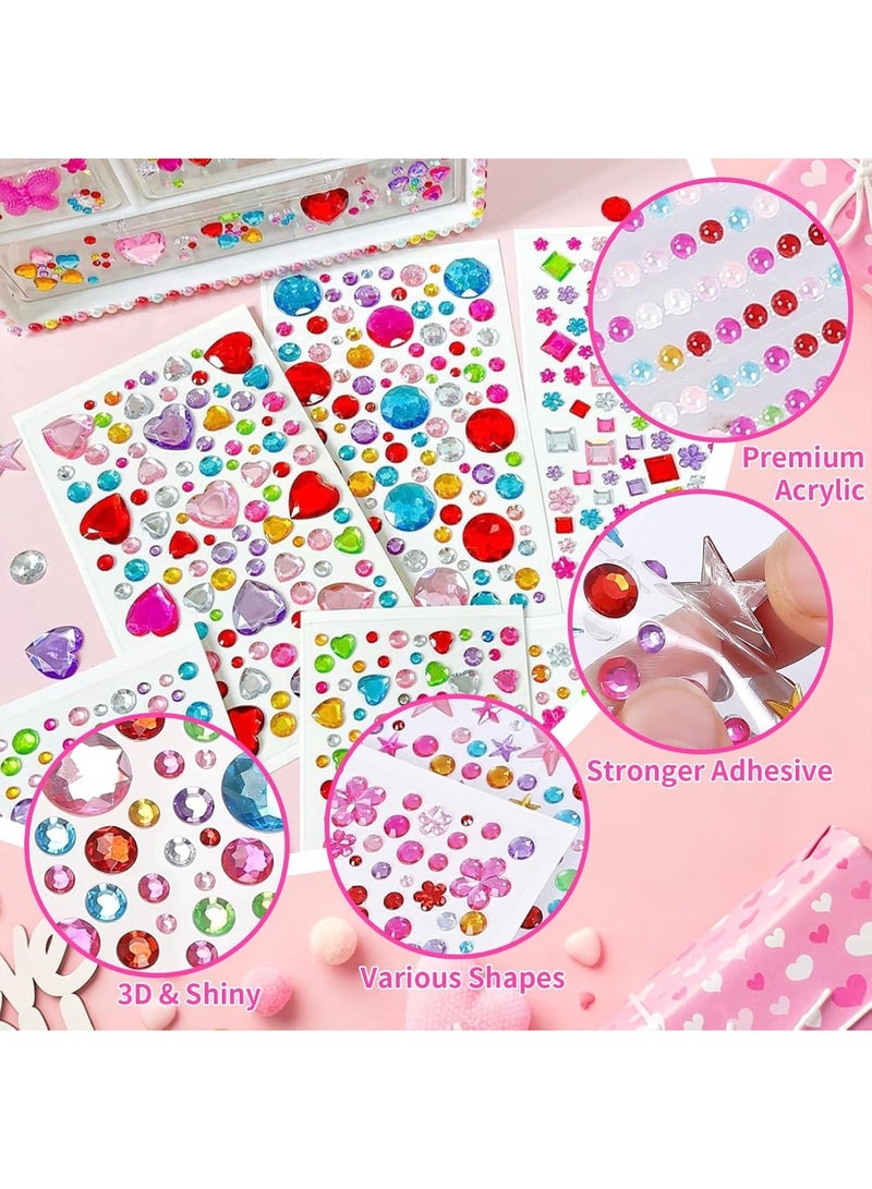 saykfoe [3228 Pcs] Gem Stickers Jewels Crafts, 12 Sheets Self-Adhesive Rhinestone Jewel Stickers, Acrylic Face Bedazzling Gems Stick on, DIY Jewel Sticker for Face Makeup, Body, Eyes, Hair, Nails, Crafts - Image 3