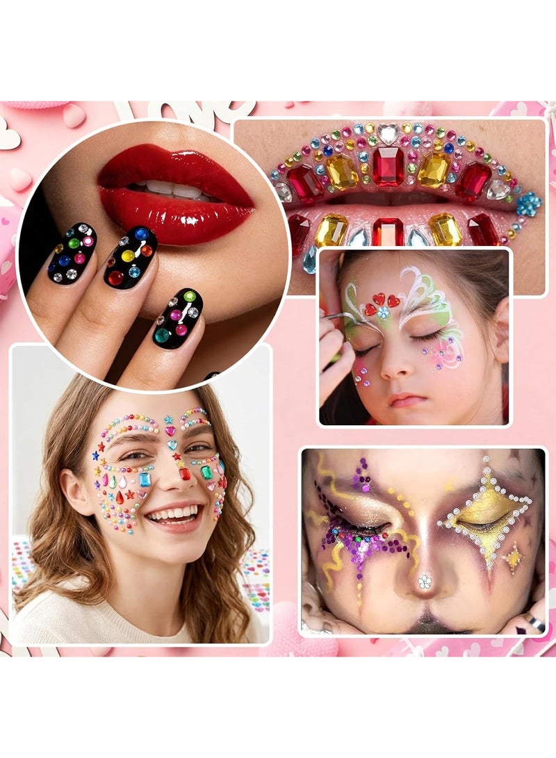 saykfoe [3228 Pcs] Gem Stickers Jewels Crafts, 12 Sheets Self-Adhesive Rhinestone Jewel Stickers, Acrylic Face Bedazzling Gems Stick on, DIY Jewel Sticker for Face Makeup, Body, Eyes, Hair, Nails, Crafts - Image 5
