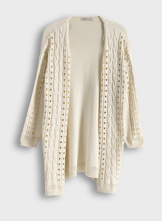 LC WAIKIKI Perforated-Looking Tricot Cardigan - Image 1