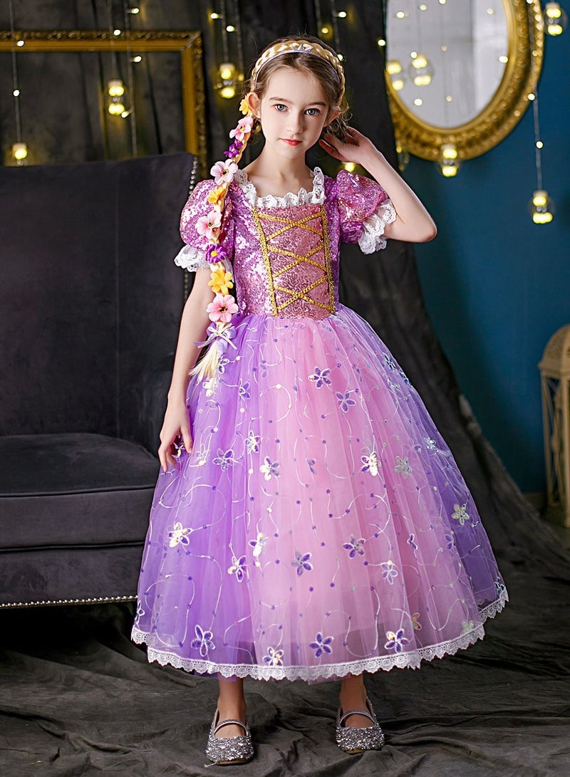 Rapunzel Princess Dress Purple Dress Cosplay Sweet Style Cosplay Halloween Costume Fancy Dress Daily clothing Outfit Dancewear for Girls Birthday Party Outfits - Image 1