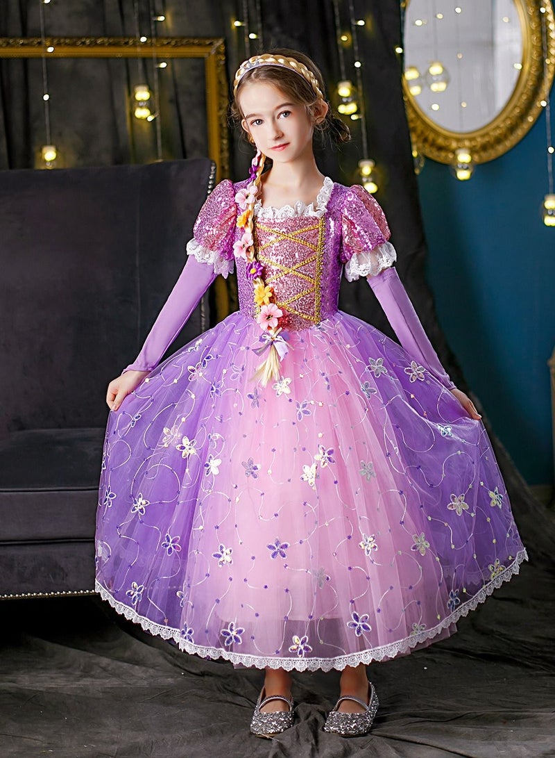 Rapunzel Princess Dress Purple Dress Cosplay Sweet Style Cosplay Halloween Costume Fancy Dress Daily clothing Outfit Dancewear for Girls Birthday Party Outfits - Image 5