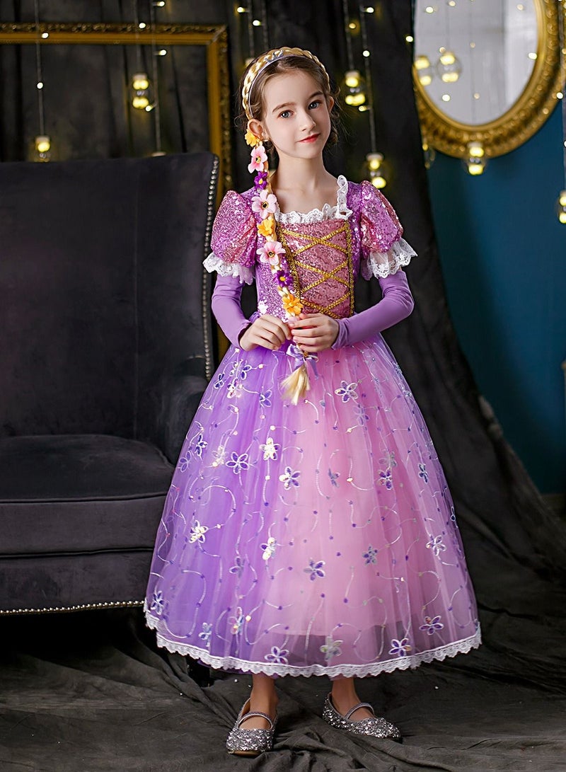 Rapunzel Princess Dress Purple Dress Cosplay Sweet Style Cosplay Halloween Costume Fancy Dress Daily clothing Outfit Dancewear for Girls Birthday Party Outfits - Image 3