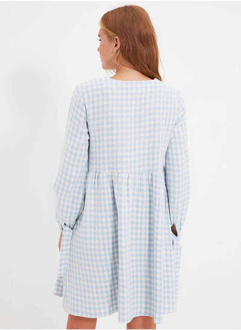 trendyol Button Detail Checked Dress